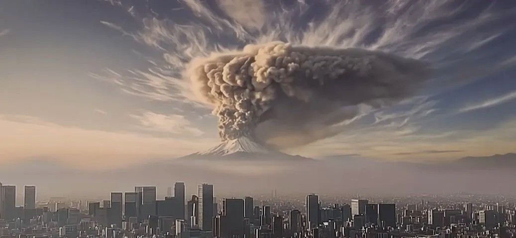 Vídeo gerado por IA mostra Tóquio após erupção do Monte Fuji